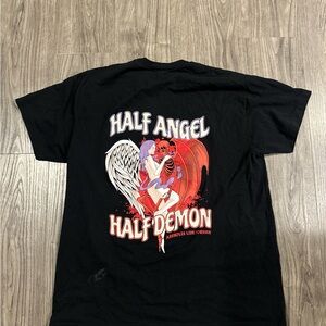 Black Half Angel Half Demon Graphic T-Shirt